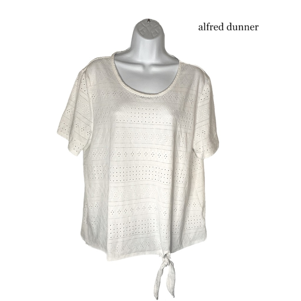 Alfred Dunner Size XL White Top Summer Short Sleeve Resortwear Comfy